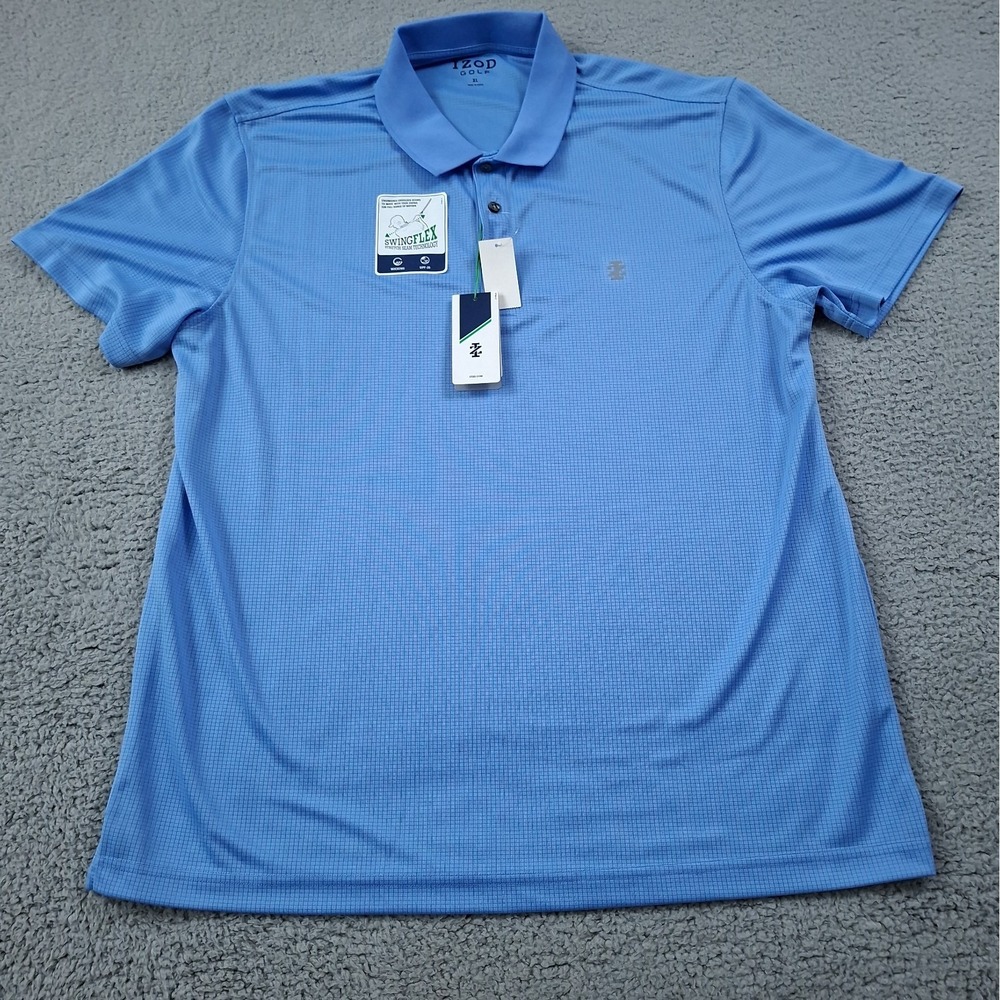 NEW IZOD Golf Polo Shirt Men's XL Swing FLEX Stretch Cool FX UPF 20 Riviera Blue